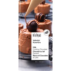 Ciocolata cuvertura cu lapte integral bio x 200g Vivani