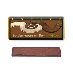 Bio & Fair, ciocolata neagra 70% cacao umpluta cu mousse de ciocolata si rom, Schokomouse mit Rum, 70g Zotter